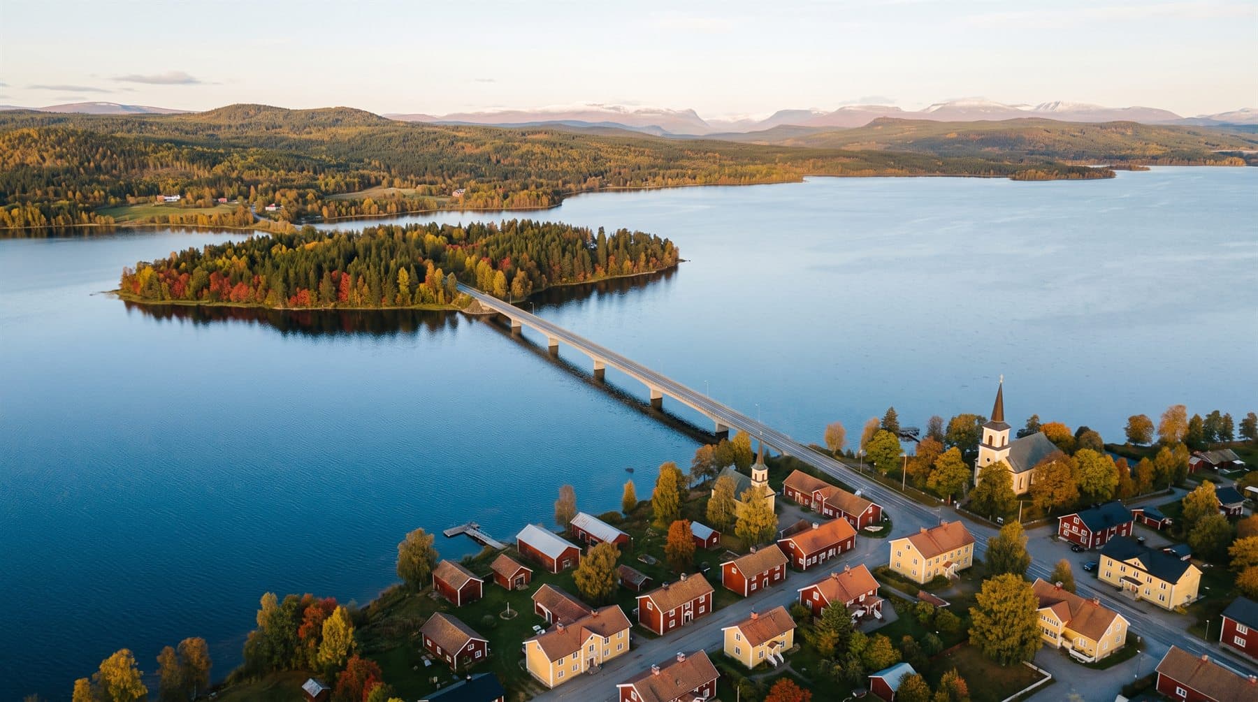 Flygbild över Östersund och Storsjön